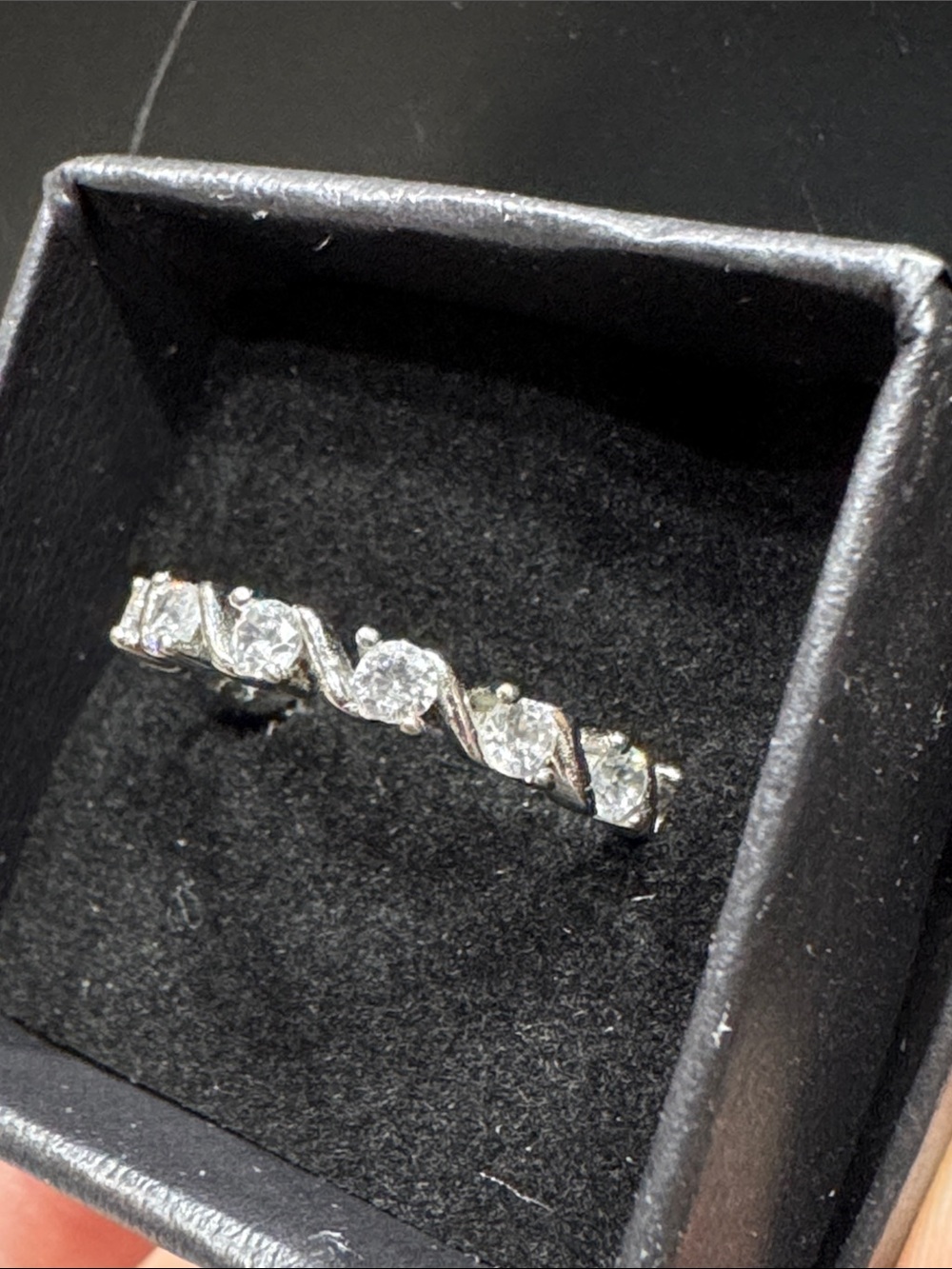 Sterling Silver Five-Stone Twist Band in White